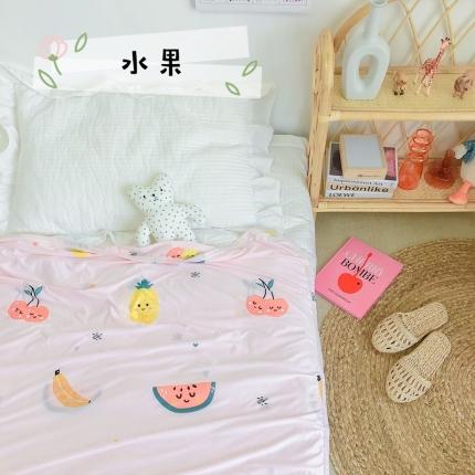 91家纺网 家纺一手货源 找家纺 星期八 2020新款ins卡通针织凉感毯 水果