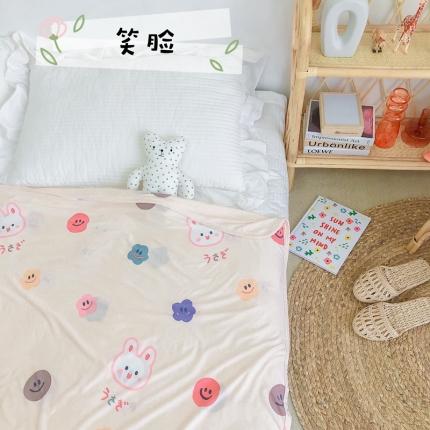 91家纺网 家纺一手货源 找家纺 星期八 2020新款ins卡通针织凉感毯 笑脸