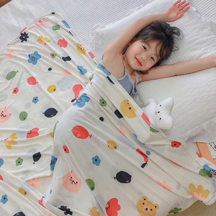 91家纺网 家纺一手货源 找家纺 星期八 2020新款ins卡通针织凉感毯 动物花花