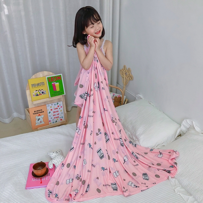 91家纺网 家纺一手货源 找家纺 星期八 2020新款ins卡通针织凉感毯 粉饼干