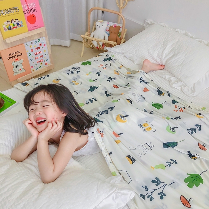 91家纺网 家纺一手货源 找家纺 星期八 2020新款ins卡通针织凉感毯 森林