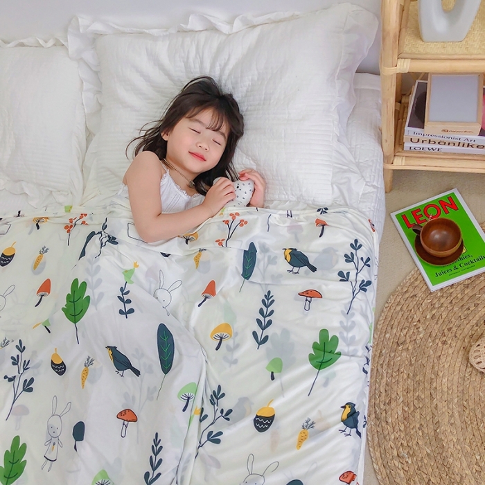 91家纺网 家纺一手货源 找家纺 星期八 2020新款ins卡通针织凉感毯 森林