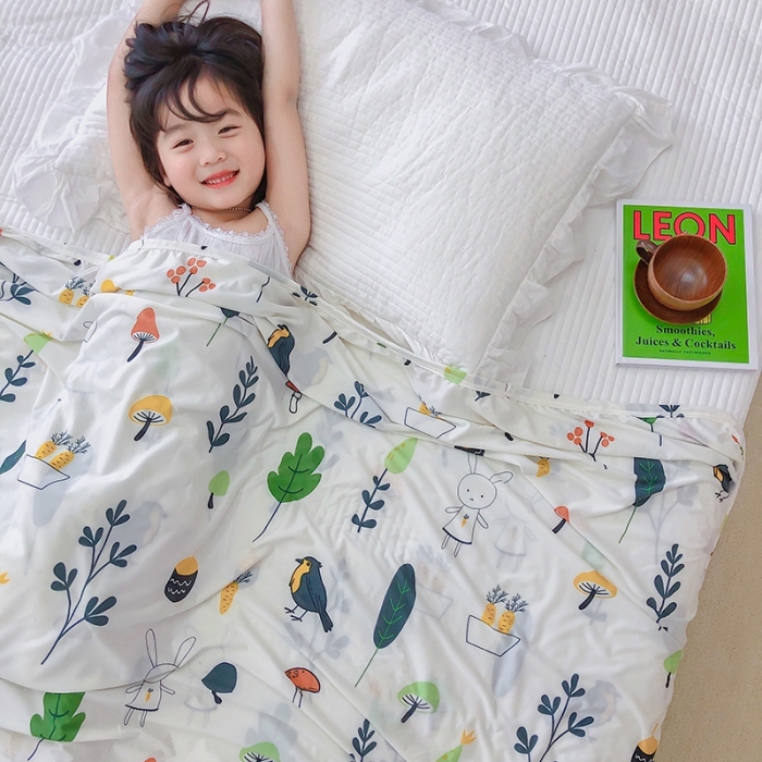 91家纺网 家纺一手货源 找家纺 星期八 2020新款ins卡通针织凉感毯 森林