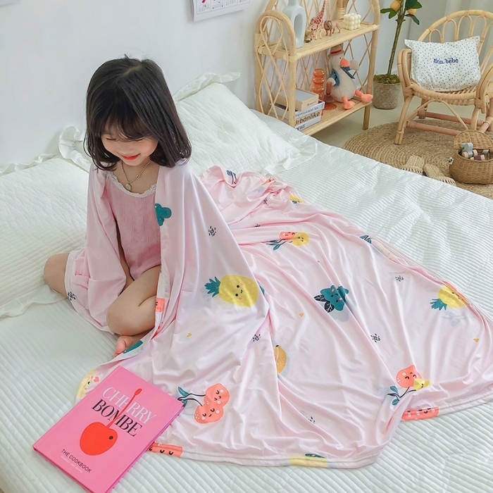 91家纺网 家纺一手货源 找家纺 星期八 2020新款ins卡通针织凉感毯 水果