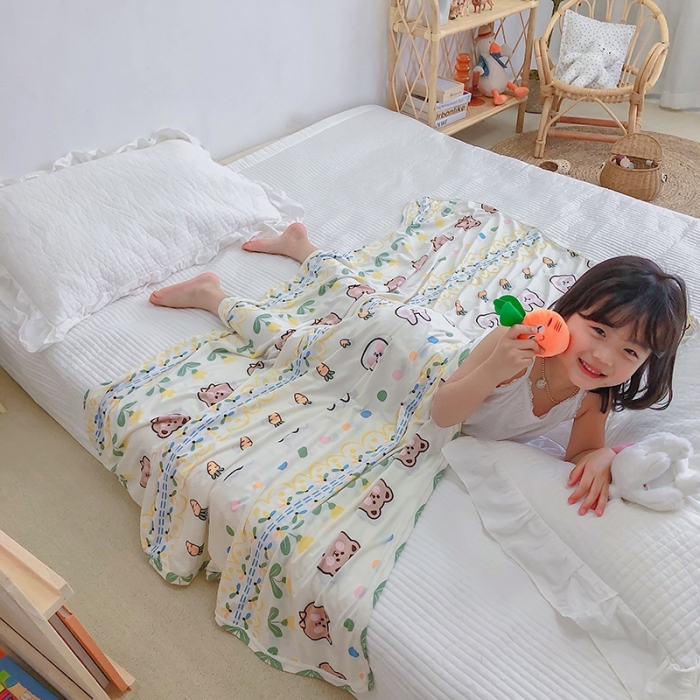 91家纺网 家纺一手货源 找家纺 星期八 2020新款ins卡通针织凉感毯 兔宝宝