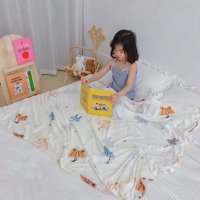 91家纺网 家纺一手货源 找家纺 星期八 2020新款ins卡通针织凉感毯 雨伞