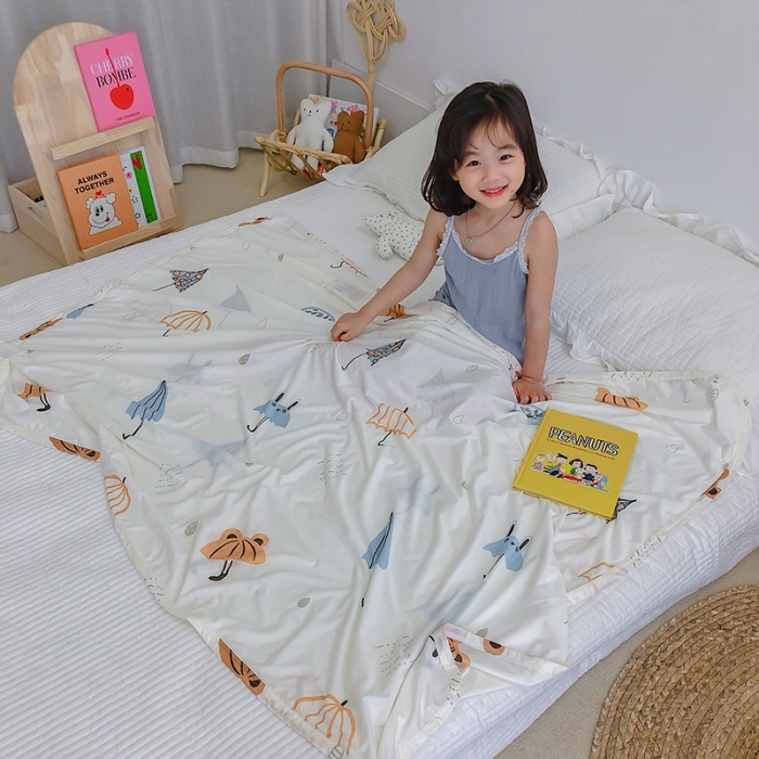 91家纺网 家纺一手货源 找家纺 星期八 2020新款ins卡通针织凉感毯 雨伞