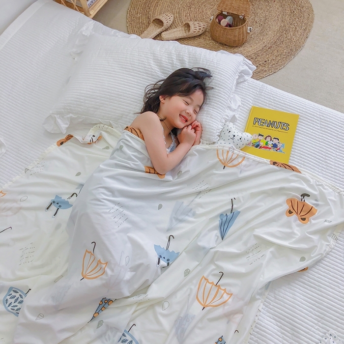 91家纺网 家纺一手货源 找家纺 星期八 2020新款ins卡通针织凉感毯 雨伞