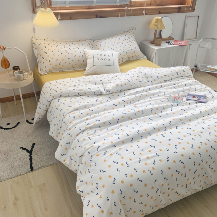 91家纺网 家纺一手货源 找家纺 2021A类全棉双层纱四件套纯棉三件套【小洋槐】