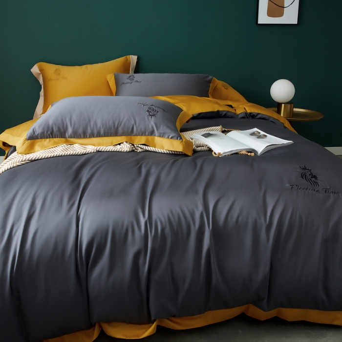 91家纺网 家纺一手货源 找家纺 优悦 2020新款40s长绒棉刺绣款全棉四件套 棚拍图-绅士灰