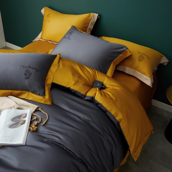 91家纺网 家纺一手货源 找家纺 优悦 2020新款水洗冰丝四件套罗曼系列 棚拍图-绅士灰