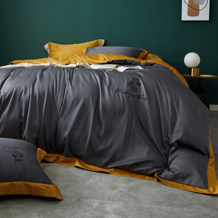 91家纺网 家纺一手货源 找家纺 优悦 2020新款水洗冰丝四件套罗曼系列 棚拍图-绅士灰