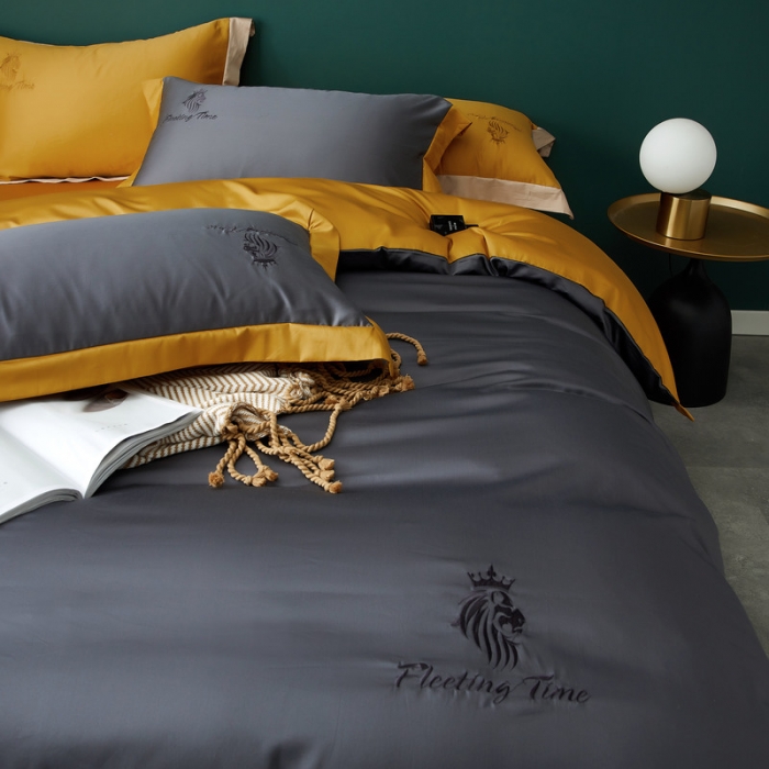 91家纺网 家纺一手货源 找家纺 优悦 2020新款水洗冰丝四件套罗曼系列 棚拍图-绅士灰