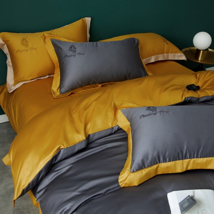 91家纺网 家纺一手货源 找家纺 优悦 2020新款水洗冰丝四件套罗曼系列 棚拍图-绅士灰