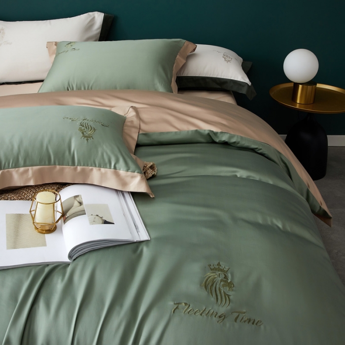 91家纺网 家纺一手货源 找家纺 优悦 2020新款水洗冰丝四件套罗曼系列 棚拍图-水漾绿