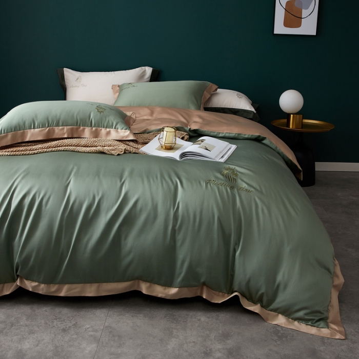 91家纺网 家纺一手货源 找家纺 优悦 2020新款水洗冰丝四件套罗曼系列 棚拍图-水漾绿