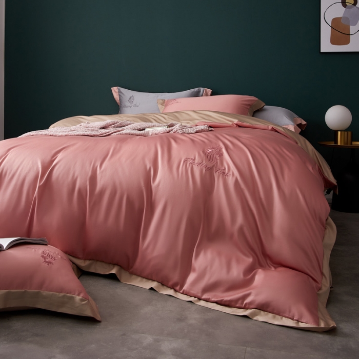 91家纺网 家纺一手货源 找家纺 优悦 2020新款水洗冰丝四件套罗曼系列 棚拍图-仙桃粉