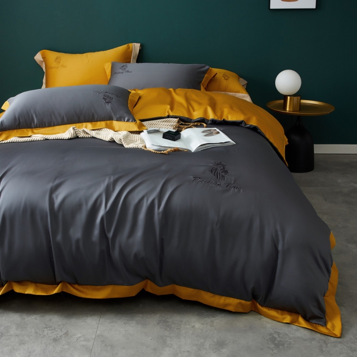 91家纺网 家纺一手货源 找家纺 优悦 2020新款水洗冰丝四件套罗曼系列 棚拍图-绅士灰