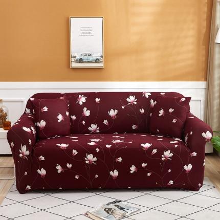 神仙梦 2020新款双人印花全包沙发套 迷迭香酒红