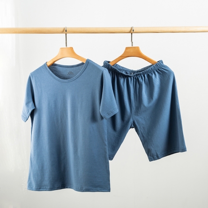 91家纺网 家纺一手货源 找家纺 【T恤套装】日式无印T恤套装良品全棉纯色T恤衫家居服睡衣套装