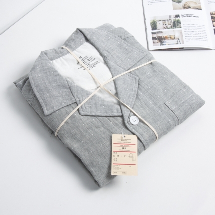 91家纺网 家纺一手货源 找家纺 【双层纱家居服】日文无印双层纱全棉良品男女情侣款家居服