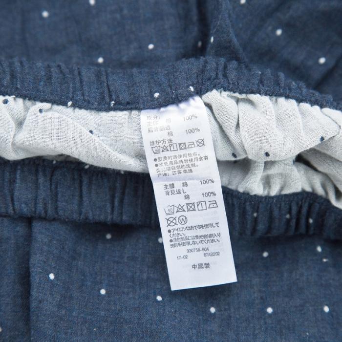 91家纺网 家纺一手货源 找家纺 【双层纱家居服】日文无印双层纱全棉良品情侣家居服 藏青波点男