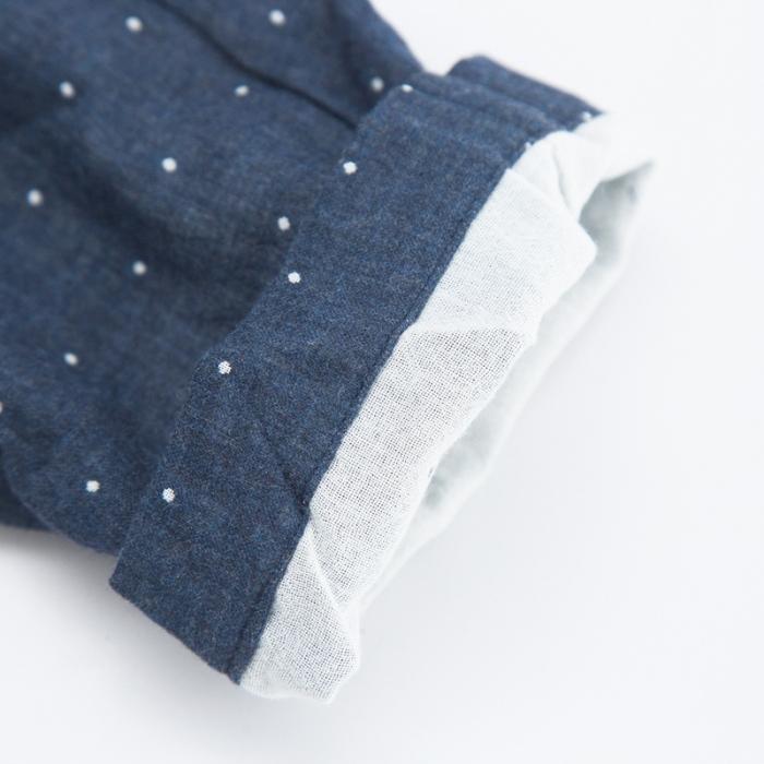 91家纺网 家纺一手货源 找家纺 【双层纱家居服】日文无印双层纱全棉良品情侣家居服 藏青波点男