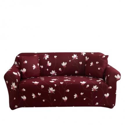 神仙梦 2020新款双人印花全包沙发套白底图 迷迭香-酒红