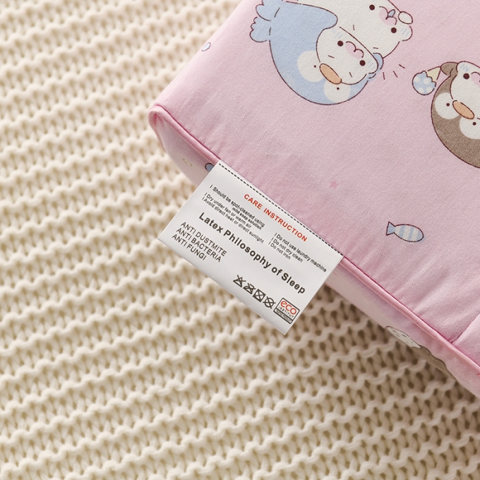 91家纺网 家纺一手货源 找家纺 萌番宝 2020新款纯棉立体学生天然乳胶枕50*30cm 粉小娃