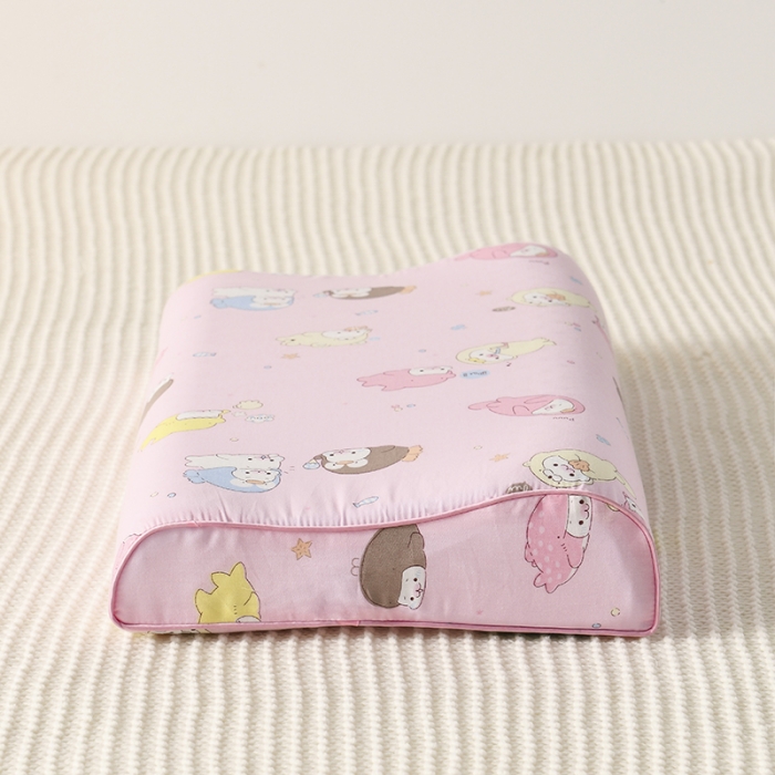 91家纺网 家纺一手货源 找家纺 萌番宝 2020新款纯棉立体学生天然乳胶枕50*30cm 粉小娃