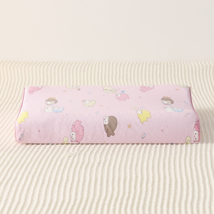 91家纺网 家纺一手货源 找家纺 萌番宝 2020新款纯棉立体学生天然乳胶枕50*30cm 粉小娃