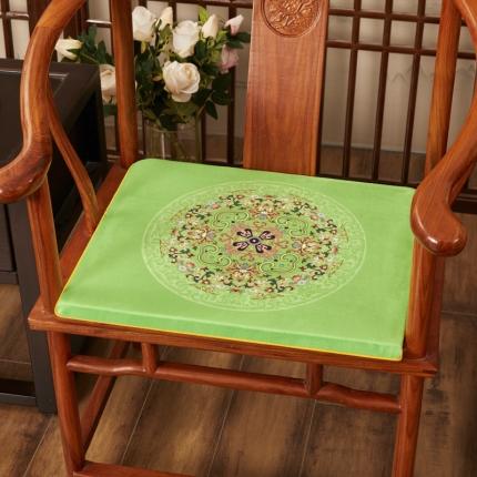 91家纺网 家纺一手货源 找家纺 北辰 2020新款绒布印花新中式坐垫红木沙发垫 花团锦簇-亮绿