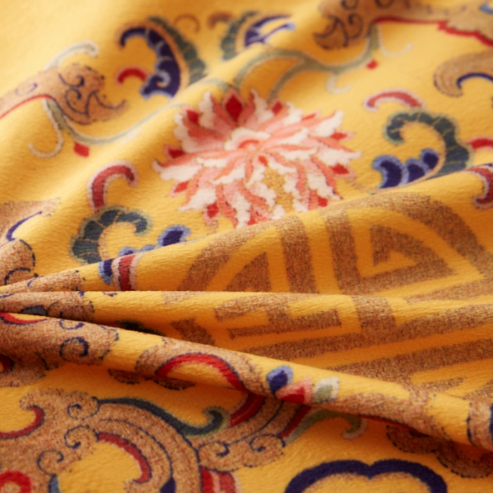 91家纺网 家纺一手货源 找家纺 北辰 2020新款绒布印花新中式坐垫红木沙发垫 绒布-吉祥黄