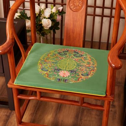 北辰 2020新款绒布印花新中式坐垫红木沙发垫 绒布-吉祥墨绿