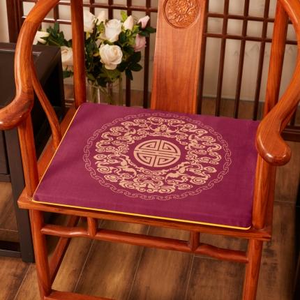 北辰 2020新款绒布印花新中式坐垫红木沙发垫 绒布-如意玫红