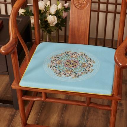 91家纺网 家纺一手货源 找家纺 北辰 2020新款麻布印花新中式坐垫红木沙发垫 花团锦簇-亮绿