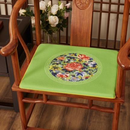 91家纺网 家纺一手货源 找家纺 北辰 2020新款麻布印花新中式坐垫红木沙发垫 秋香-亮绿