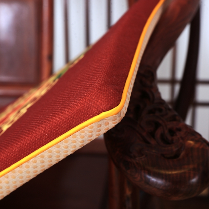 91家纺网 家纺一手货源 找家纺 北辰 2020新款麻布印花新中式坐垫红木沙发垫 花好月圆