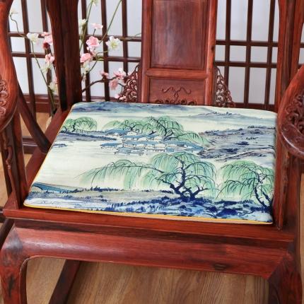 91家纺网 家纺一手货源 找家纺 （总）北辰 2020新款麻布印花新中式坐垫红木沙发垫