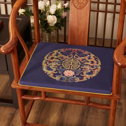 北辰 2020新款麻布印花新中式坐垫红木沙发垫 吉祥-藏蓝