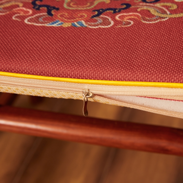 91家纺网 家纺一手货源 找家纺 北辰 2020新款麻布印花新中式坐垫红木沙发垫 吉祥-红