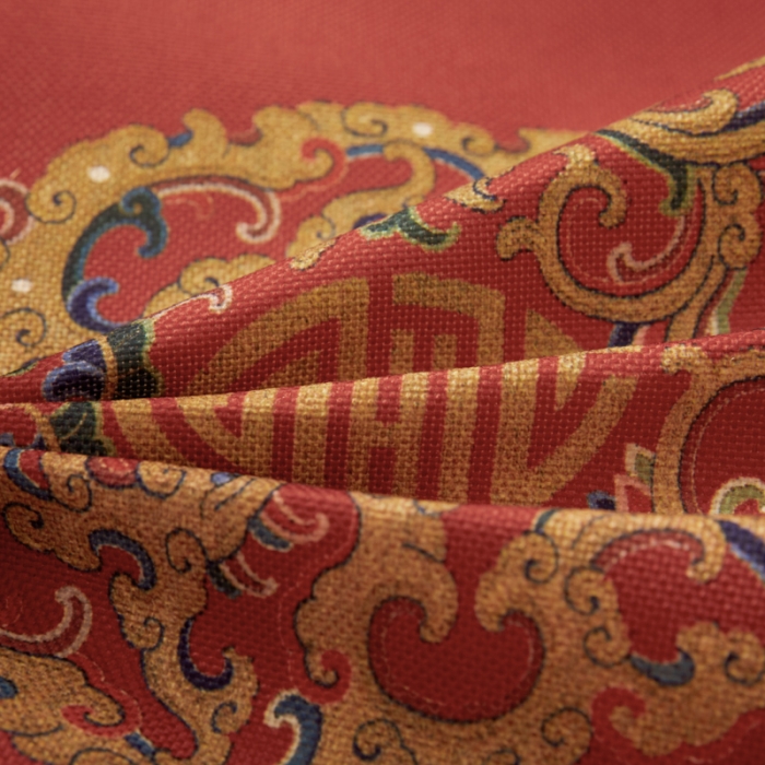 91家纺网 家纺一手货源 找家纺 北辰 2020新款麻布印花新中式坐垫红木沙发垫 吉祥-红