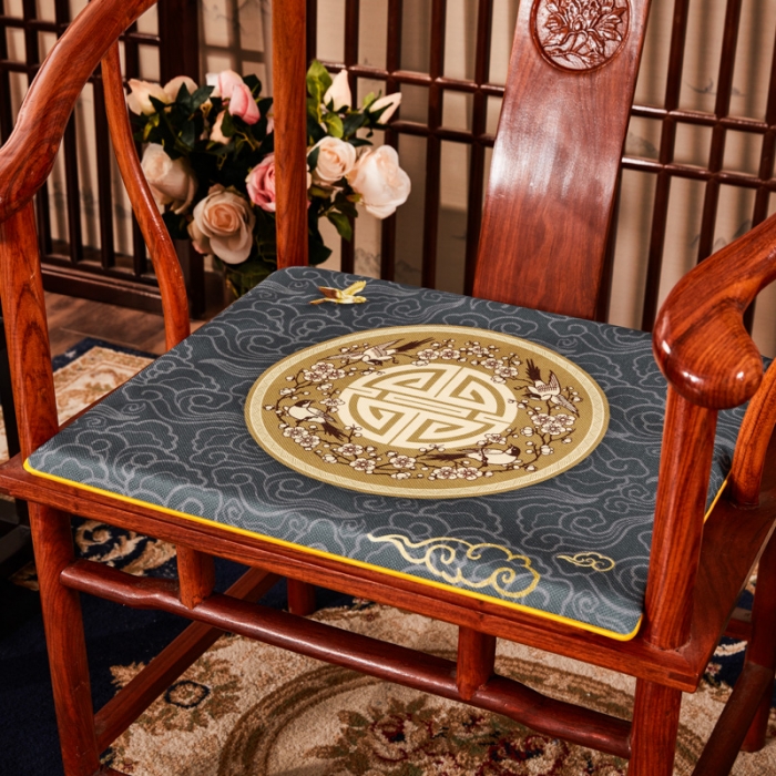 91家纺网 家纺一手货源 找家纺 北辰 2020新款麻布印花新中式坐垫红木沙发垫 祥云阁