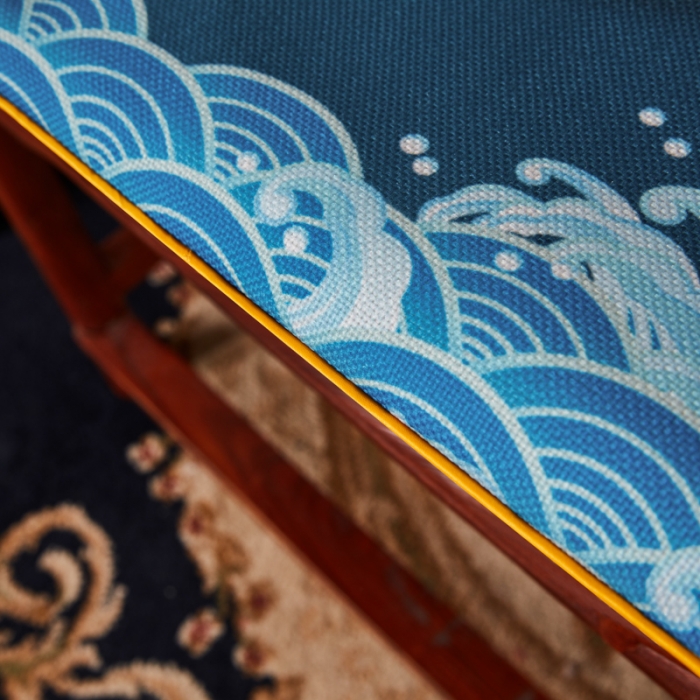 91家纺网 家纺一手货源 找家纺 北辰 2020新款麻布印花新中式坐垫红木沙发垫 潜龙