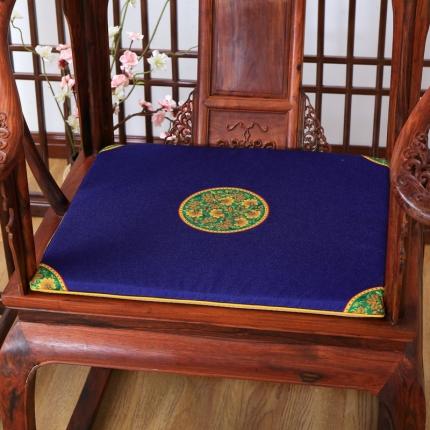 91家纺网 家纺一手货源 找家纺 北辰 2020新款麻布印花新中式坐垫红木沙发垫 中式-藏蓝