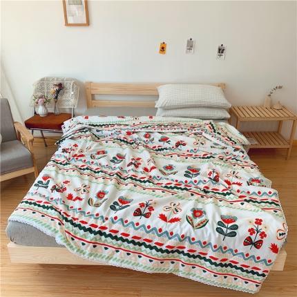 91家纺网 家纺一手货源 找家纺 （总）眠屿 2020新款蕾丝花边全棉印花夏被