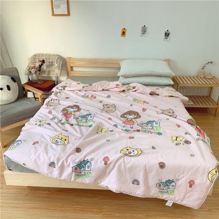 91家纺网 家纺一手货源 找家纺 （总）眠屿 2020新款蕾丝花边全棉印花夏被