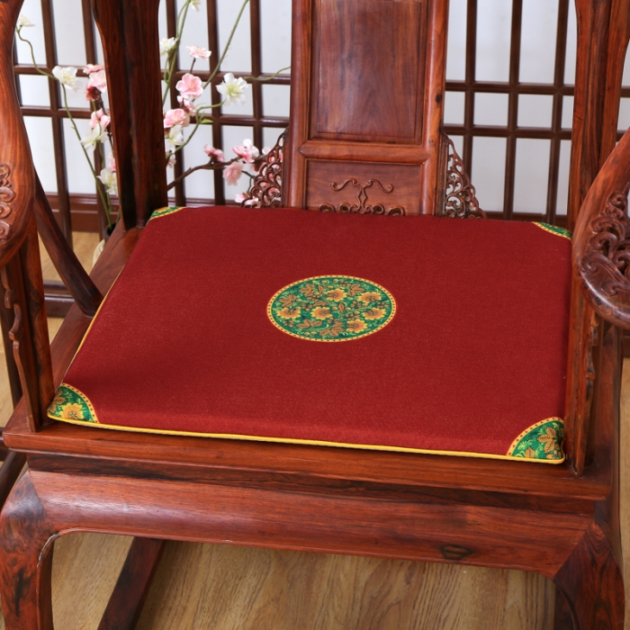 91家纺网 家纺一手货源 找家纺 北辰 2020新款麻布印花新中式坐垫红木沙发垫 中式-红