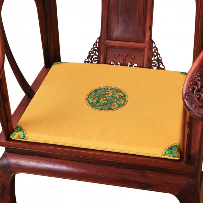 91家纺网 家纺一手货源 找家纺 北辰 2020新款麻布印花新中式坐垫红木沙发垫 中式-金