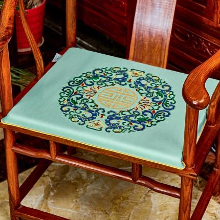 91家纺网 家纺一手货源 找家纺 北辰 2020新款高精密绣花新中式坐垫红木沙发垫 锦绣前程-蓝